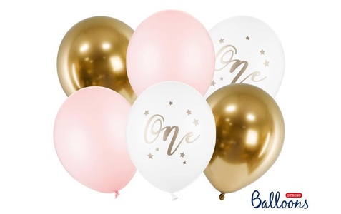 PartyDeco, Partydeco Luftballon One Pastellpink Ø 30 cm, 6 Stück, Partydeco Luftballon One Pastellpink Ø 30 cm, 6 Stück