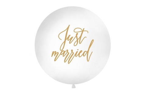 PartyDeco, Partydeco Luftballon Just Married Ø 1 m, Weiss, Partydeco Luftballon Just Married Ø 1 m, Weiss