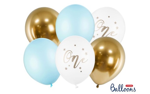 PartyDeco, Partydeco Luftballon One Pastellblau Ø 30 cm, 6 Stück, Partydeco Luftballon One Pastellblau Ø 30 cm, 6 Stück