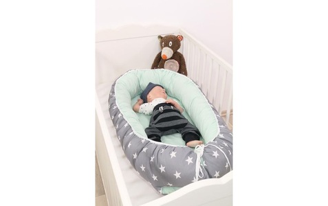 ULLENBOOM, Ullenboom Babynest & Cocoon Mint Grau 55 x 95 cm - bunt, Bettnestchen »Ullenboom Sterne Mint/Grau«