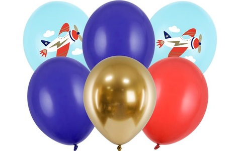 PartyDeco, Partydeco Luftballon Flugzeug Mehrfarbig, Ø 30 cm, 6 Stück, Partydeco Luftballon Flugzeug Mehrfarbig, Ø 30 cm, 6 Stück
