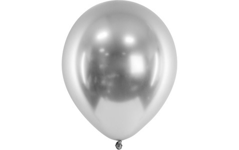 PartyDeco, Partydeco Luftballon Glossy Silber, Ø 30 cm, 10 Stück, Partydeco Luftballon Glossy Silber, Ø 30 cm, 10 Stück