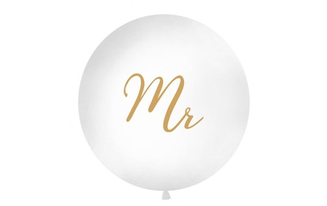 PartyDeco, Partydeco Luftballon Mr Ø 1 m, Gold/Weiss, Partydeco Luftballon Mr Ø 1 m, Gold/Weiss
