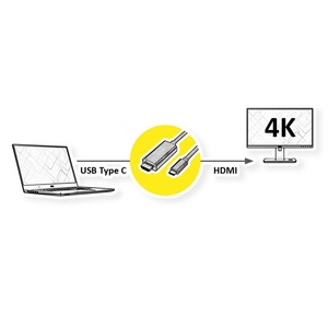 Xcab, XCab USB-C zu HDMI-Kabel - 1m, VALUE USB Typ C - HDMI Adapterkabel, ST/ST, 1 m