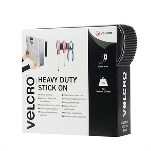 VELCRO, VELCRO® VEL-EC60243 Klettband zum Aufkleben Haft- und Flauschteil, extrastark (L x B) 5000 mm x 50 mm Schwarz 5 m, VELCRO® Klettband Extra Stark Selbstklebend Haken & Flausch 50mm x 5m Schwarz