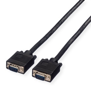 VALUE, Value VGA Anschlusskabel VGA 15pol. Stecker 15.00 m Schwarz 11.99.5258 doppelt geschirmt, schraubbar VGA-Kabel, VALUE SVGA Kabel HD15 ST - ST, 15 m