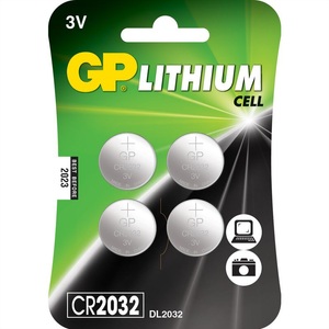 undefined, Knopfzelle Lithium CR2032, 3V, 4er Blister, GP Batteries Knopfzelle CR2032, 3V, 4Stk., Lithium