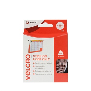 VELCRO, VELCRO® Klettpunkte Selbstklebend Nur Haken 19mm x 125 Weiß, VELCRO® Klettpunkte Selbstklebend Nur Haken 19mm x 125 Weiß