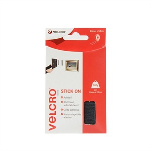 VELCRO, VELCRO® VEL-EC60225 Klettband zum Aufkleben Haft- und Flauschteil (L x B) 500 mm x 20 mm Schwarz 0.5 m, VELCRO® Klettband Selbstklebend Haken & Flausch 20mm x 50cm Schwarz
