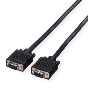 VALUE, Value VGA Anschlusskabel VGA 15pol. Stecker 20.00 m Schwarz 11.99.5259 doppelt geschirmt, schraubbar VGA-Kabel, VALUE SVGA Kabel HD15 ST - ST, 20 m