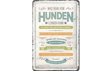 Nostalgic Art, Blechschild Von Hunden lernen 20 x 30, Nostalgic Art Schild Pfoten 20 x 30 cm, Metall