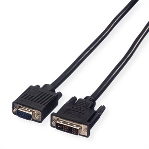VALUE, Value VGA / DVI Anschlusskabel VGA 15pol. Stecker, DVI-A 12+5pol. Stecker 3.00 m Schwarz 11.99.5430 schraubbar, VALUE DVI-VGA Kabel, DVI (12+5) ST - VGA ST, 3 m