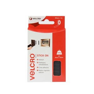 VELCRO, VELCRO® VEL-EC60211 Klettband zum Aufkleben Haft- und Flauschteil (L x B) 1000 mm x 20 mm Schwarz 1 m, VELCRO® Klettband Selbstklebend Haken & Flausch 20mm x1m Schwarz