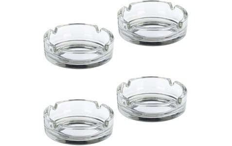 relaxdays, relaxdays Aschenbecher aus Glas 4er Set, Transparent, relaxdays Aschenbecher aus Glas 4er Set, Transparent