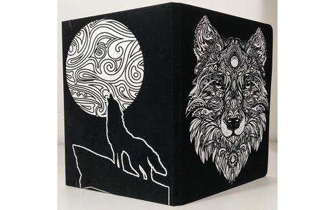TataRuga, Mappe mit Gummiband aus Samt zum Ausmalen Mappe mit Gummiband aus Samt zum Ausmalen, Tataruga Malset Mappe Wolf A4