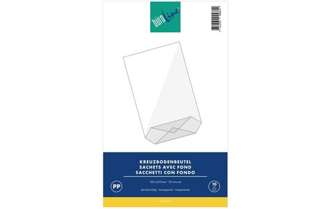 Büroline, BÜROLINE Kreuzboden Beutel 120×225mm 423003 transparent 10, BÜROLINE Kreuzboden Beutel 120×225mm 423003 transparent 10 Stück