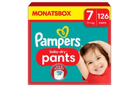 Pampers, Pampers Baby-Dry Pants, Gr. 7 Extra Large, 17kg+, Monatsbox (1 x 126 Pants), Pampers Windeln Baby Dry Pants Extra Large Grösse 7
