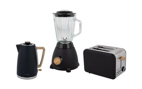 FURBER, Furber Wasserkocher; Standmixer und Toaster Set; Schwarz matt Küchen-Set, 
