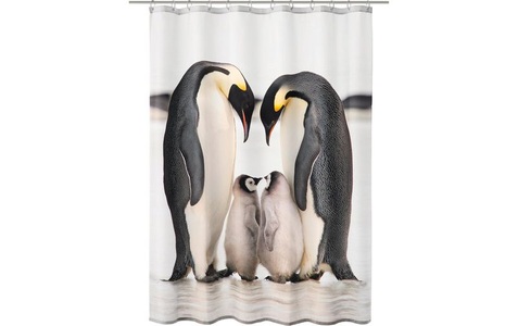 Kleine Wolke, Duschvorhang 'Pinguin-Familie Jacksons' Kleine Wolke Weiß/Schwarz, Kleine Wolke Duschvorhang »Duschvorhang Jackson Pinguin«