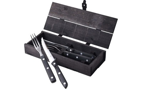 undefined, Besteck-Set »Gense Set Old Farmer 4tlg.«, (4 tlg.), Holzart: Kiefer (Portugal), Gense Besteck-Set Old Farmer 4-teilig, Schwarz
