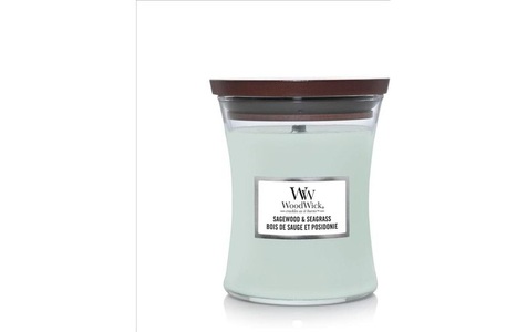 WoodWick, WoodWick - Medium Jar Duft Kerze mit Holz Docht (10.17286.013E) - Sagewood & Seagrass, Woodwick Duftkerze »Sagewood & Seagrass Medium Jar«