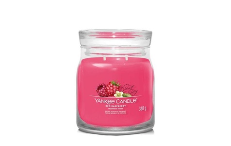 Yankee Candle Signature, Yankee Candle Signature Duftkerze Red Raspberry Signature Medium Jar, Yankee Candle Signature - Duftkerze im Glas, 368 g, Rubin