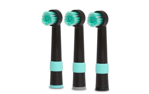HAPPYBRUSH, Happybrush Rotierend R2 - Aufsteckbürsten (Schwarz/Blau), happybrush Zahnbürstenkopf R2 3 Stück