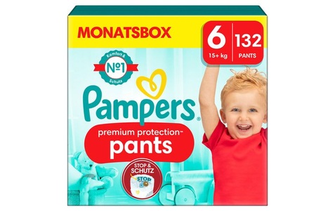 Pampers, Pampers Premium Protection Pants, Gr. 6, 15kg+, Monatsbox (1x 132 Pants), Pampers Windeln Premium Protection Pants Extra Large Grösse 6