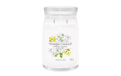 Yankee Candle Signature, Yankee Candle Signature Duftkerze Midnight Jasmine Signature Large Jar, Yankee Candle Signature - Duftkerze im Glas, 567G, Weiss
