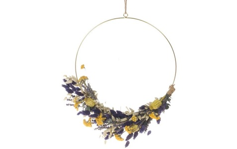 Anjel, Anjel Trockenblumen in Kartonbox und Ring Gelb/Blau, 