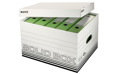 Leitz, Archivbox Leitz Solid Box L 6119, mit Deckel & Aufbau-Automatik, 10 Stück, weiß, LEITZ Aufbewahrungsbox »Solid Box Grö«, (10 St.)