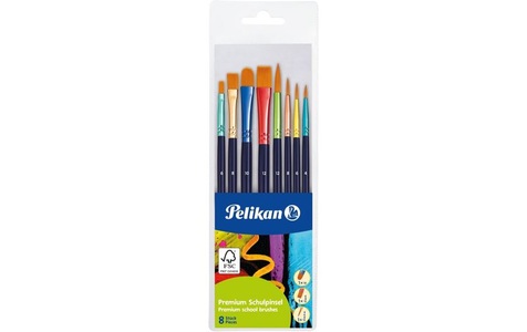 Pelikan, Pelikan Synthetikhaarpinsel Premium 8 Stück, diverse Grössen, Pelikan - Pinsel-Set, 8X25X0.9CM, Multicolor
