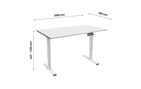 Contini, Contini höhenverstellbarer Bürotisch 2.0x0.9m grau, CONTINI, Unsere Neuheiten, CONTINI höhenverstellbarer Bürotisch 2.0x0.9m grau / Gestell weiss RAL9016, Produkte & Wohnen