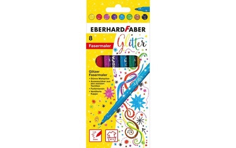 Eberhard Faber, Eberhard Faber Filzstifte GLITZER 8er Kartonetui, EBERHARD FABER Filzstifte Glitzer, Classic 8 Farben Kartonetui