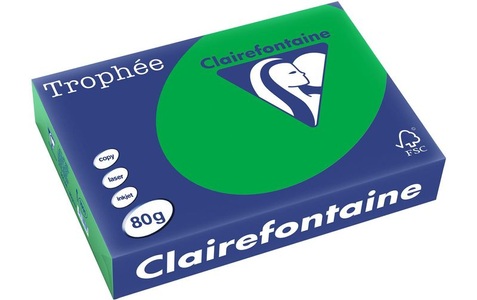Clairefontaine, Clairefontaine Kopierpapier Trophée A4, 80 g/m², Smaragdgrün, 500 Blatt, Clairefontaine Kopierpapier Trophée A4, 80 g/m², Smaragdgrün, 500 Blatt