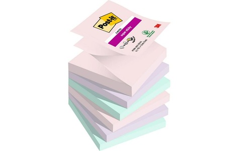 POST-IT, Post-it Sticky Z- Haftnotizen Soulful 76 x 76 Farbig sortiert 90 Blatt 6 Stück, Post-it® Super Sticky Haftnotizen Z-Notes Soulful Collection, 76 x 76 mm 6 Stück