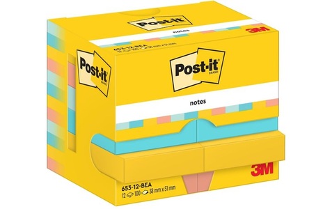 POST-IT, POST-IT Notes Beachside 51x38mm 653-12-BEA 4-farbig 12x100 Blatt, POST-IT Notes Beachside 51x38mm 653-12-BEA 4-farbig 12x100 Blatt
