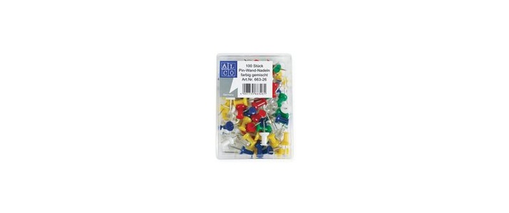 Alco, ALCO Pinwand-Nadeln 663-26 ass. 100 Stück, ALCO Pinwand-Nadeln 663-26 ass. 100 Stück