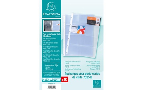 Exacompta, Exacompta Sichthülle A4, für Visitenkarten 10 Stück, Transparent, Exacompta Sichthülle A4, für Visitenkarten 10 Stück, Transparent