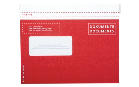 Elco, Elco Dokumententasche, Quick Vitro, C5, rot, Fenster, links, 29129.8, (250 Stück), ELCO Dokumententasche aus Papier C5 Fenster links, 250 Stück
