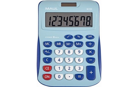 Maul, Maul MJ 550 Tischrechner Hellblau Display (Stellen): 8 batteriebetrieben, solarbetrieben (B x H) 155 mm x 11 mm, Maul Taschenrechner MJ550 Junior Blau