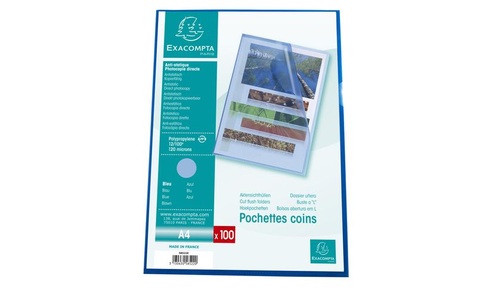 Exacompta, Exacompta Sichthülle A4, 100 Stück, Blau, Exacompta Sichthülle, DIN A4, genarbt, 100 Stück, blau