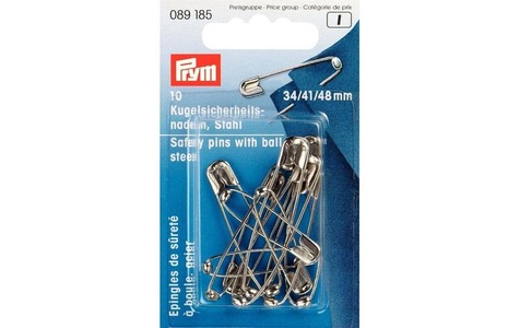Prym, Prym Kugel-Sicherheitsnadeln, silber Nr. 0 - 3, 34 x 41 x 48 mm, Karte 10 Stk., Stahl
