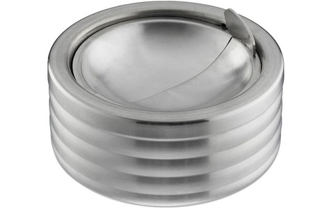 relaxdays, relaxdays Aschenbecher mit Deckel Silber, relaxdays Aschenbecher mit Deckel Silber