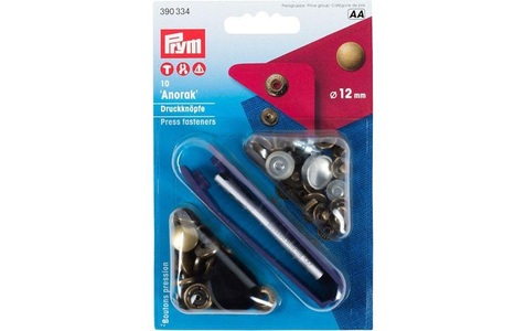 Prym, Prym Druckknopf Anorak, altmessing 12 mm, Karte 10 Stk., Prym Druckknopf Anorak, altmessing 12 mm, Karte 10 Stk.