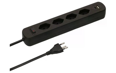 Max Hauri AG, Max Hauri AG Steckdosenleiste Usb Typ A+, Max Hauri 165434 Steckdosenleiste mit Schalter Schwarz CH-Stecker 1 St.