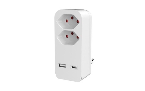 Elbro, Elbro Abzweigstecker 2x T13, USB-A, USB-C mit Kinderschutz, weiss, Elbro Abzweigstecker 2x T13, USB-A, USB-C mit Kinderschutz, weiss