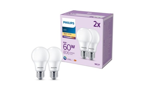 Philips, Philips LED-Lampe E27 8W 806lm 2.700K matt 2er, Philips LED-Lampe E27 8W 806lm 2.700K matt 2er