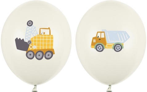 PartyDeco, partydeco Luftballon »Luftballon Baufahrzeuge«, Partydeco Luftballon Baufahrzeuge 30 cm, 50 Stück, Crème