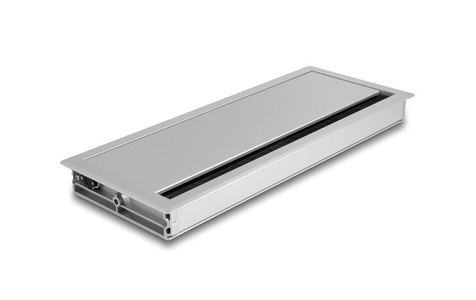 Delock, 66864 Kabel-Organizer Tisch/Bank Cable grommet Silber 1 Stück(e), Delock Einbaurahmen für Tisch mit Bürste 300x120x28mm, Silber